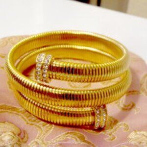 Emma Skye Goldtone Stainless Steel Coil Wrap Bangle Size 7-1/4"